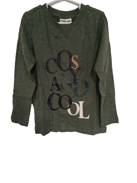POMPdeLUX Boy's Dark Green Long Sleeve Blouse | POMPdeLUX in Lebanon