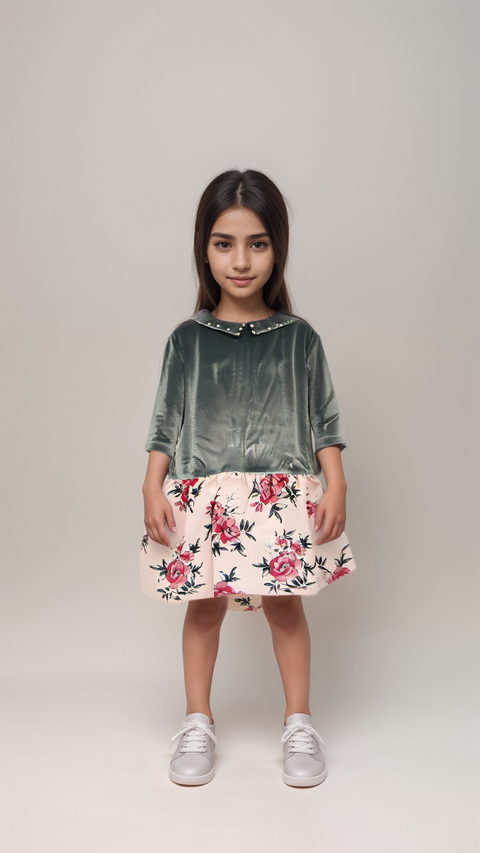 Boboli Girl's Multicolor Flowered Long-Sleeve Dress| Boboli in Lebanon