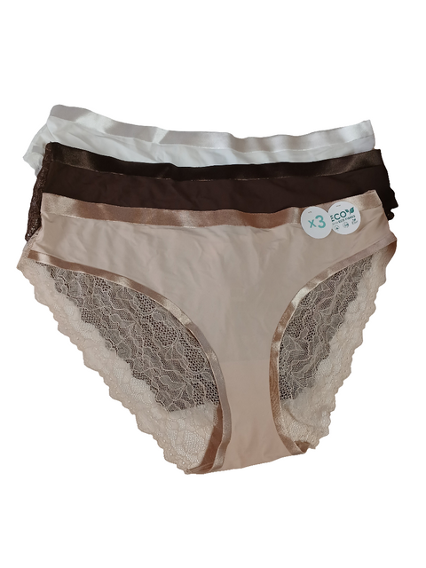 Dorina Women's Beige / White / Brown Set 3pcs Panties | Dorina In Lebanon