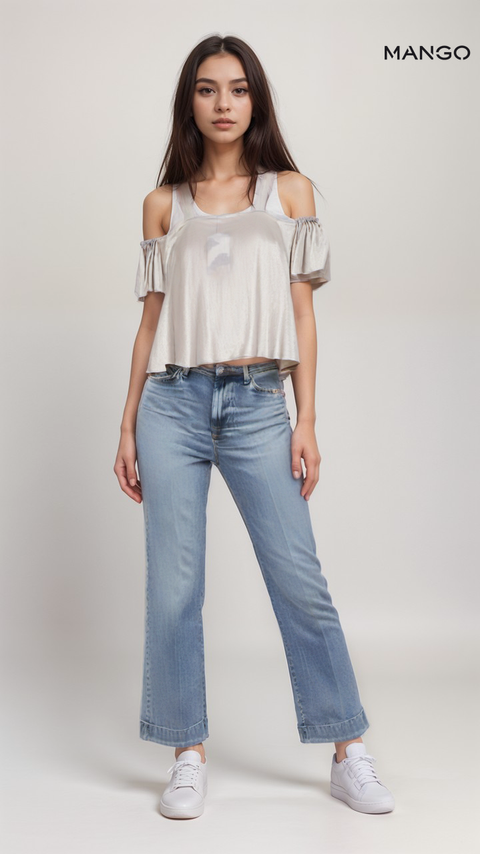 Mango Women's Gold Off-Shoulder Top| Mango in Lebanon