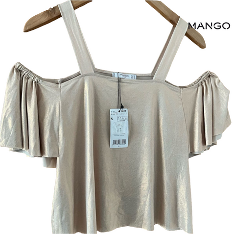 Mango Women's Gold Off-Shoulder Top| Mango in Lebanon