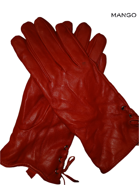 Mango Women's Red Leather Gloves |Mango in Lebanon