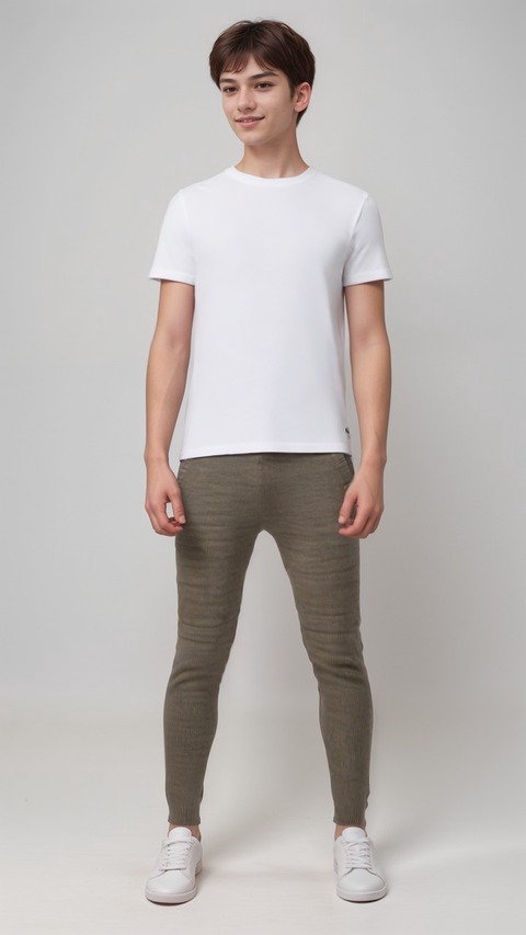 POMPdeLUX Boy's Beige Gro Knit  Sweatpants |POMPdeLUX in Lebanon