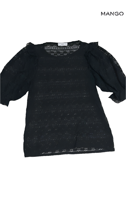 Mango Women's Black Short-Sleeve T-Shirt| Mango in Lebanon