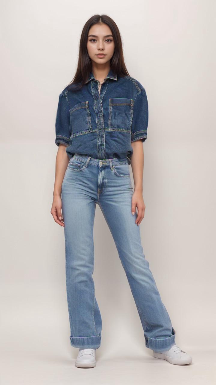 LeGer Women's Denim Short-Sleeve Shirt | LeGer in Lebanon