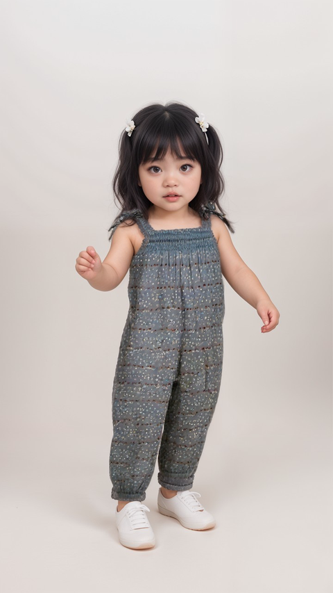 POMPdeLUX Baby Girl's Blue Print Romper | POMPdeLUX in Lebanon