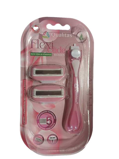 Flexi Glide Women's Pink Aloe Vera & Vitamine E Blade +2 Refill | Flexi Glide In Lebanon