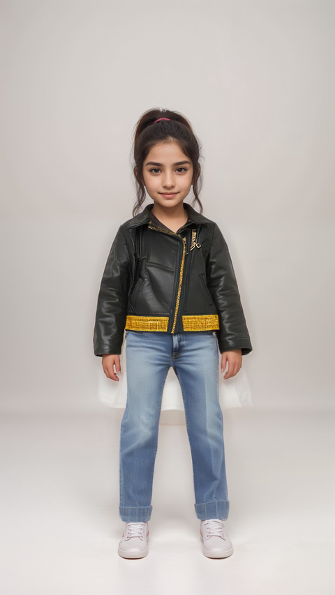Boboli Girl's Black Leather Jacket| Boboli in Lebanon