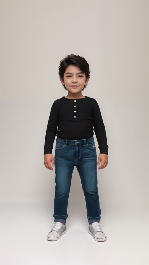POMPdeLUX Boy's Navy Blue Long Sleeve Blouse | POMPdeLUX in Lebanon