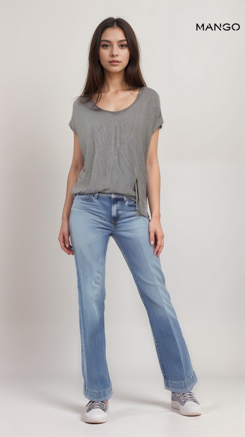 Mango Women's Grey Short-Sleeve T-Shirt| Mango in Lebanon