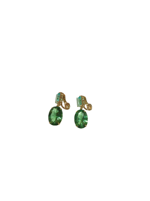 SD Women's Gold Tone Green Crystal Earrings |SD In Lebanon