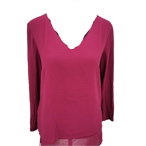 Michael Kors Women's Purple Plus Size Mix Media Long Sleeve Blouse |Michael Kors In Lebanon