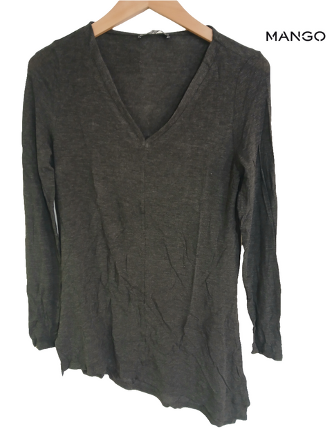 Mango Women's Dark Grey Long-Sleeve Blouse| Mango in Lebanon