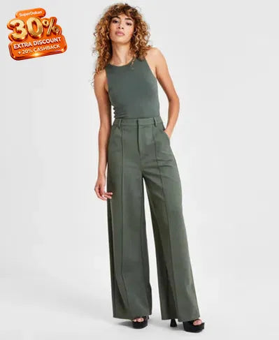 Bar Lii Women's  High-leg Wide-leg Seamed Ponte Pants, Regular & Petite Trouser | Bar Lii In Lebanon