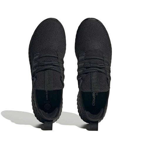 Black slip-on shoes with 'cloud' branding on a white background
