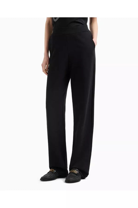 Emporio Armani Women's Black  Elasticated-Waist Pants | Emporio Armani  in Lebanon