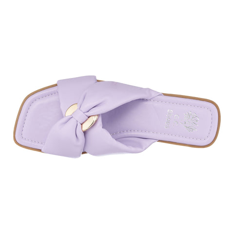 GC Shoes Women's Lilac Faux Leather Knotted Cross Band Slippers | GC Shoes In Lebanon