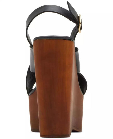 Steve Madden Women's Black Galaxy Wooden Platform Wedge Sandals | Steve Madden In Lebanon