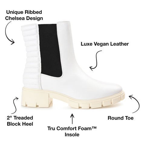Journee Collection Women's White Tatiana Pull On Stretch Gore Lug Sole Booties | Journee Collection In Lebanon