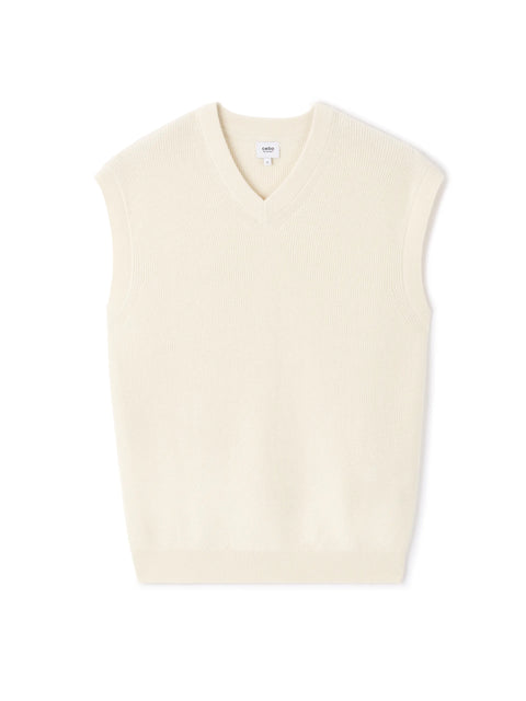 Celio Men's Cream Leausti Sleeveless Sweater | Celio In Lebanon