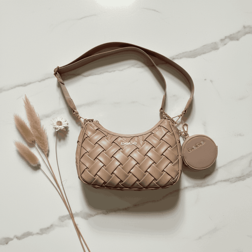 Bebe WovenWomen Crossbody Bag with Coin Purse – Taupe