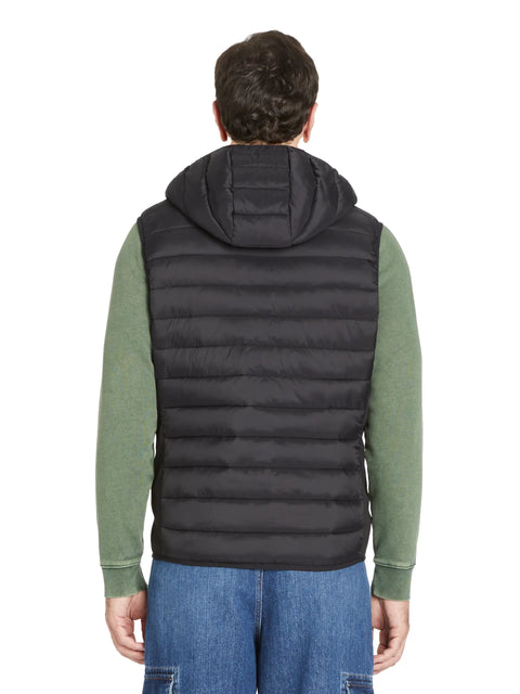 Celio Men's Black Puffer Ribbed Hooded Vest|Celio In Lebanon