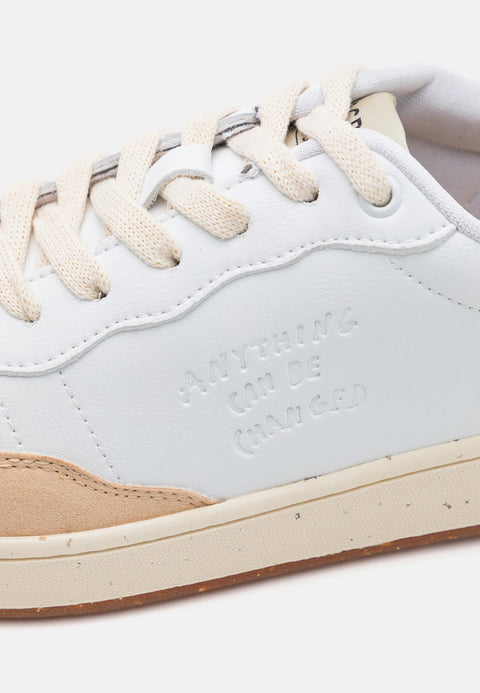 ACBS Men's White & Beige Shacbeve Evergreen Retro Low Up sneakers | ACBS In Lebanon