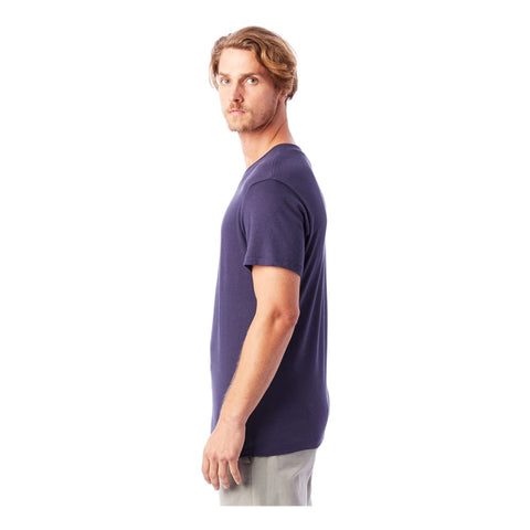 Man wearing a purple t-shirt on a white background