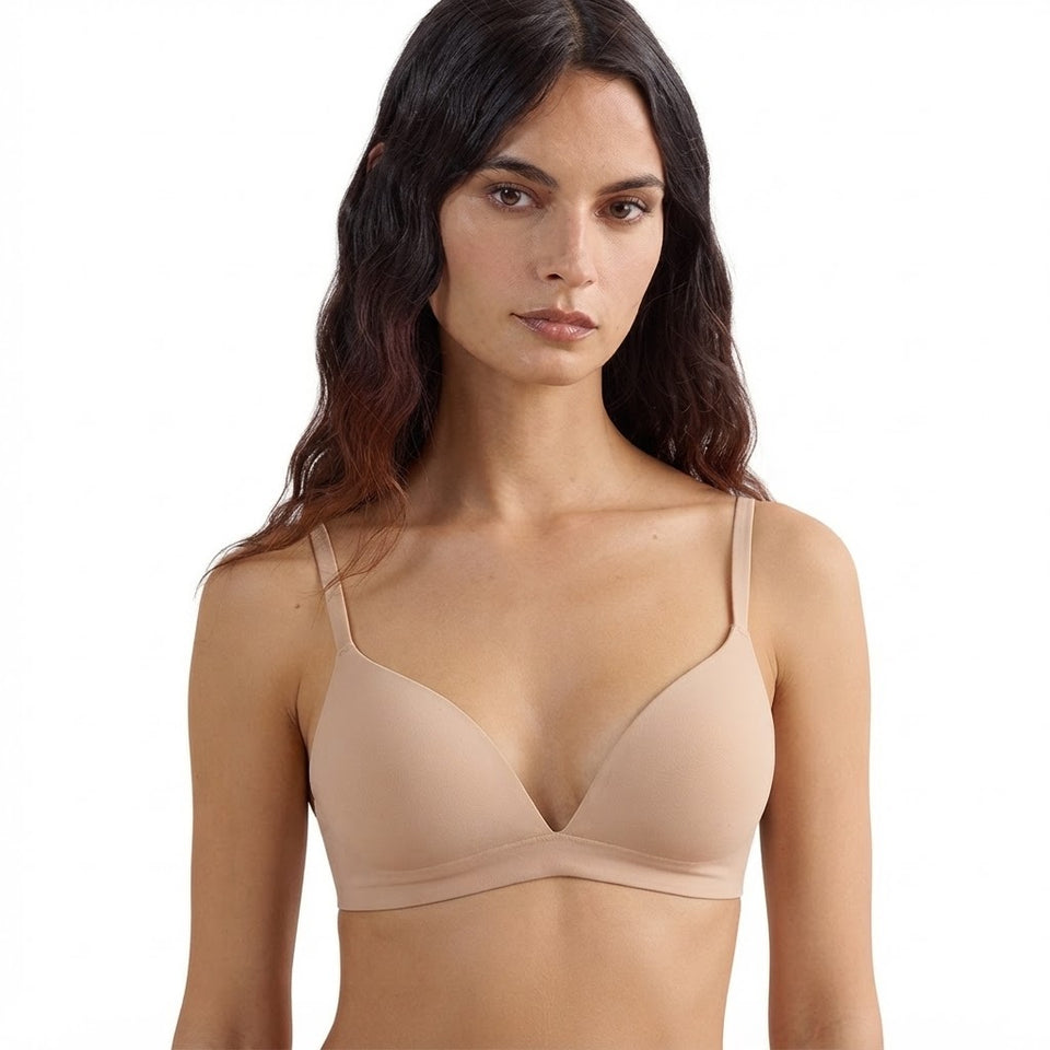 Catherine Malandrino Women's Beige Seamless Everyday V-Neck Bra