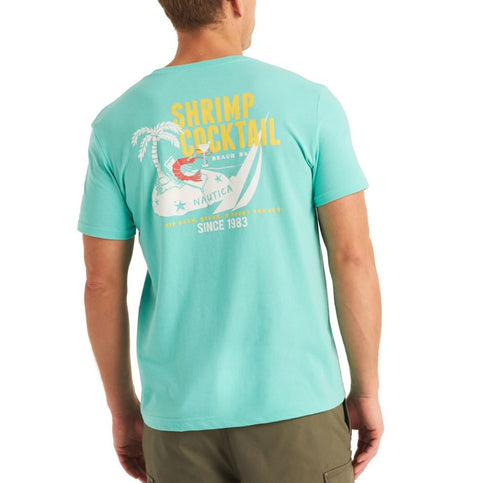 Nautica Men's Aqua Shrimp Cocktail Short Sleeve Crewneck Graphic T-Shirt | Nautica In Lebanon