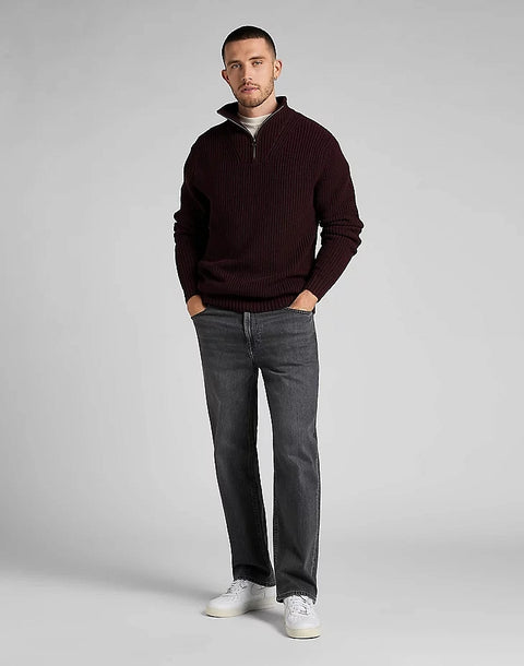 Lee Men's Dark Plum Half Zip Knit Sweater | Lee In Lebanon