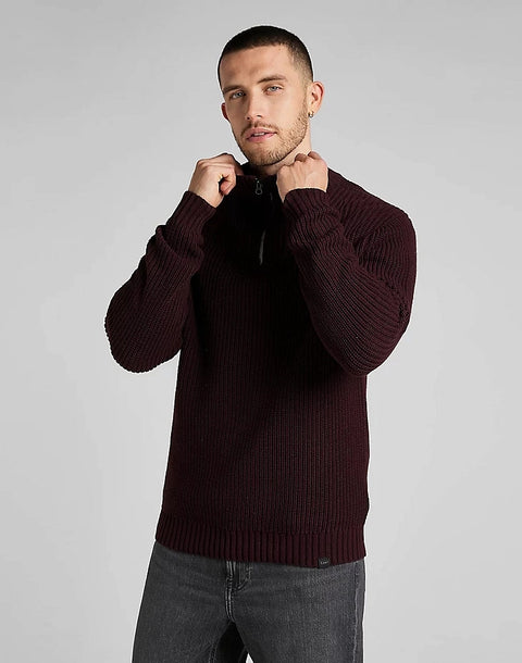Lee Men's Dark Plum Half Zip Knit Sweater | Lee In Lebanon