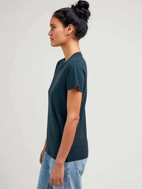 Lee Women's Tee Charcoal Gray 100% Cotton Short Sleeveless Lee Small Logo T-shirt | Lee In Lebanon