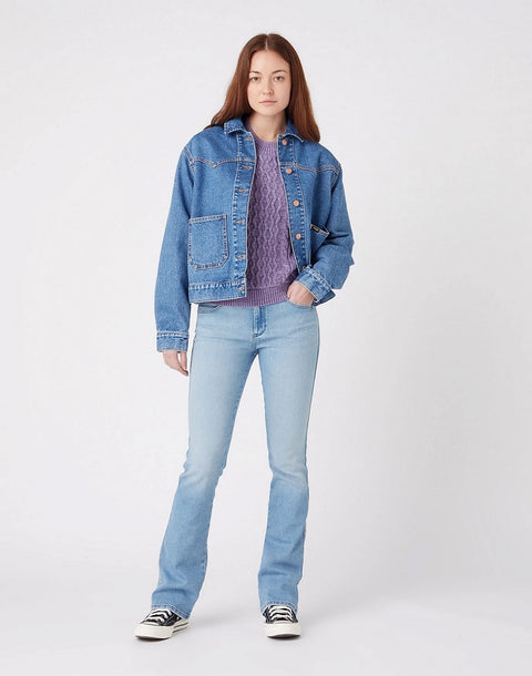 Wrangler Women's Light Blue White Noise Bootcut Jeans | Wrangler In Lebanon
