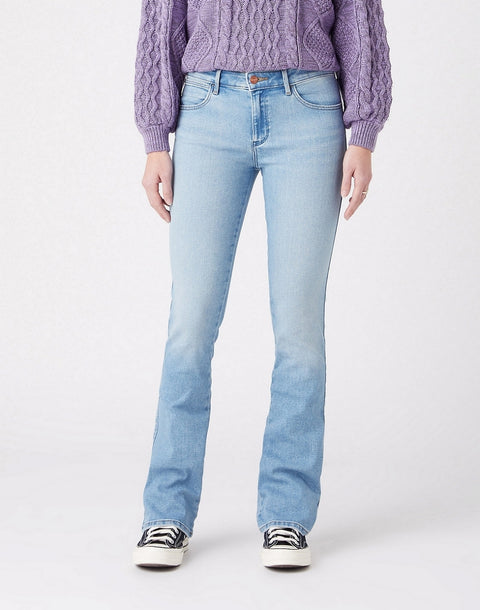 Wrangler Women's Light Blue White Noise Bootcut Jeans | Wrangler In Lebanon