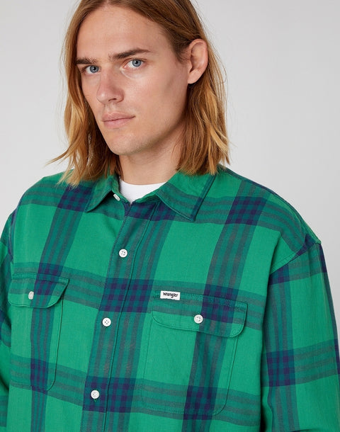 Wrangler Men's Pine Green Patch Pocket Shirt | Wrangler In Lebanon