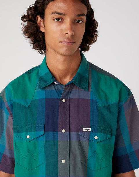 Wrangler Men's Bayberry Green Western Short-Sleeve Shirt | Wrangler in Lebanon