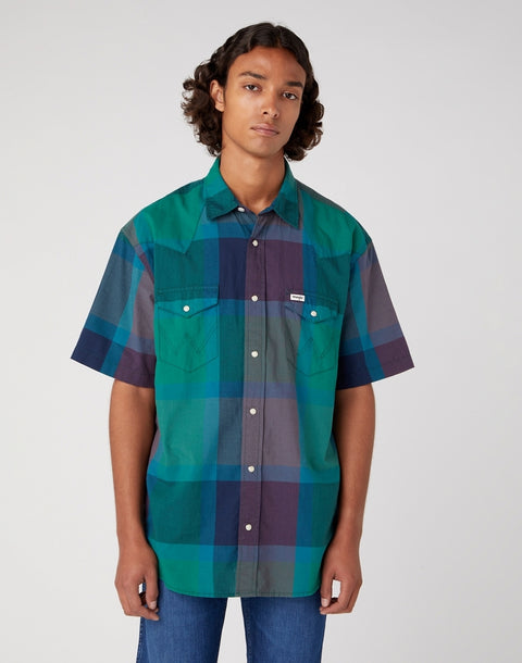 Wrangler Men's Bayberry Green Western Short-Sleeve Shirt | Wrangler in Lebanon