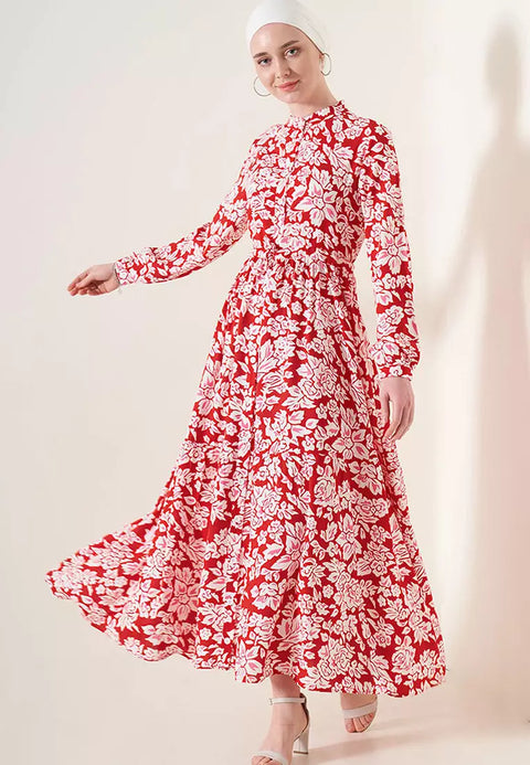 Big Dart Women's Red Judge Collar Hijab Dress | Big Dart In Lebanon