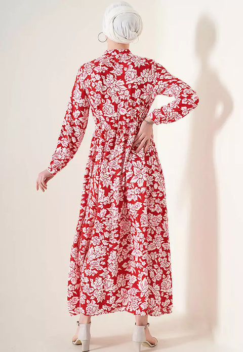 Big Dart Women's Red Judge Collar Hijab Dress | Big Dart In Lebanon