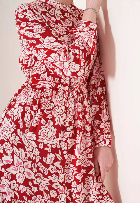 Big Dart Women's Red Judge Collar Hijab Dress | Big Dart In Lebanon
