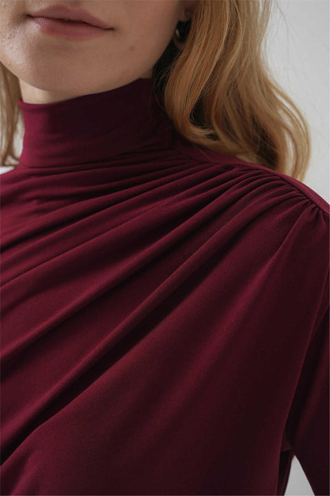 Big Dart Women's Burgundy Blouse with Gathering Detail | Big Dart In Lebanon