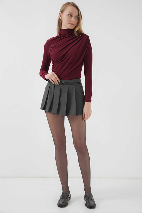 Big Dart Women's Burgundy Blouse with Gathering Detail | Big Dart In Lebanon