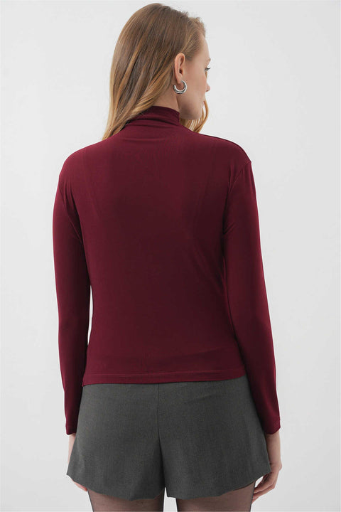Big Dart Women's Burgundy Blouse with Gathering Detail | Big Dart In Lebanon