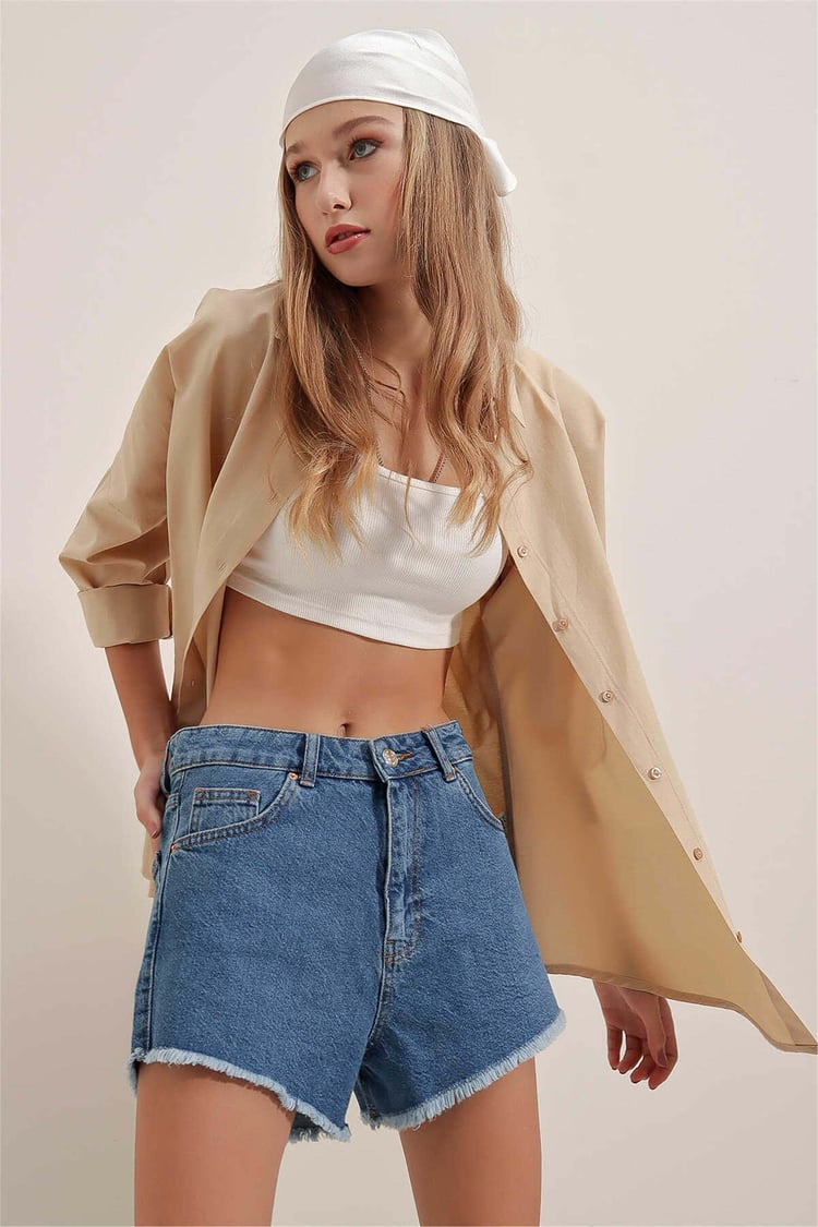 Big Dart Women's Beige Oversized Long Basic Shirt | Big Dart In Lebanon