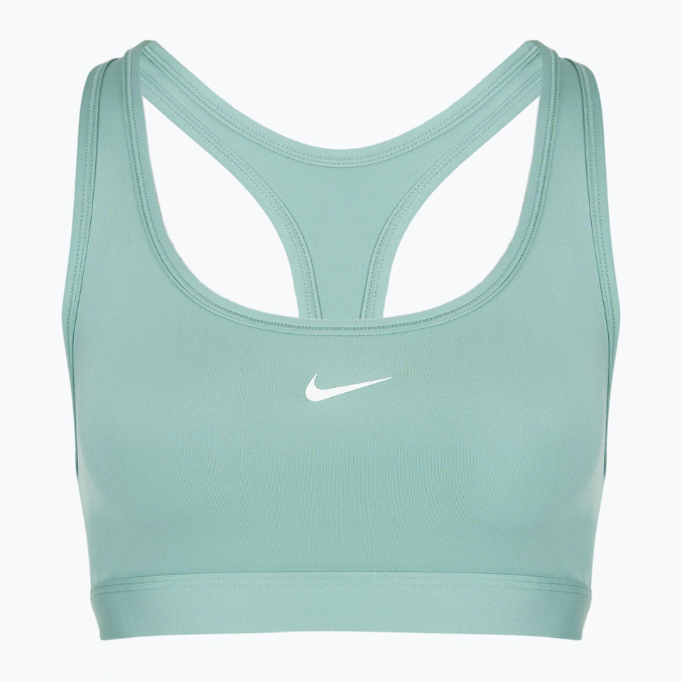 Light blue sports bra with Nike logo on a white background