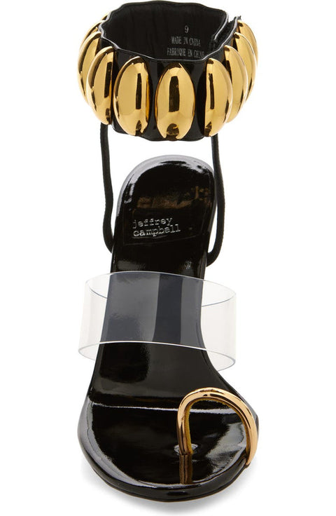 Jeffrey Campbell  Women's Black Patent Gold occasion style Sandals | Jeffrey Campbell in Lebanon