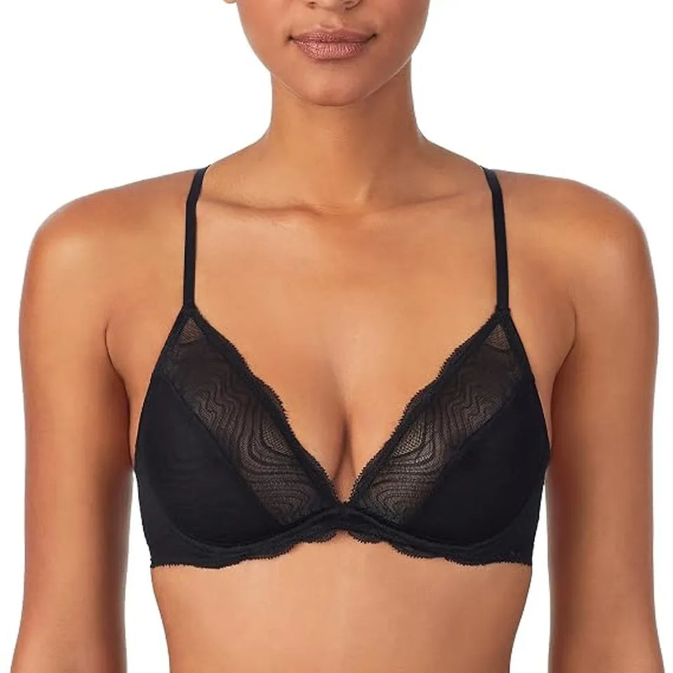 DKNY Women's Black Wave Lace Unlined Bra