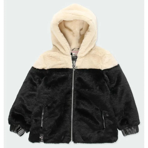 Boboli Girl's Black and White  Fur Jacket | Boboli in Lebanon
