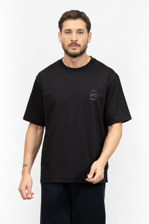 Boss Men's Black Logo-Embroidered T-Shirt | Boss In Lebanon